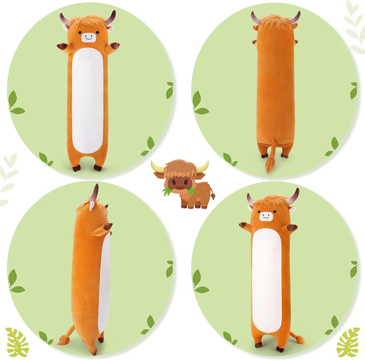 Detalle 2 de 33.6 inch Highland Cow Plush Pillow: Giant Hugging Cushion for Cozy Moments