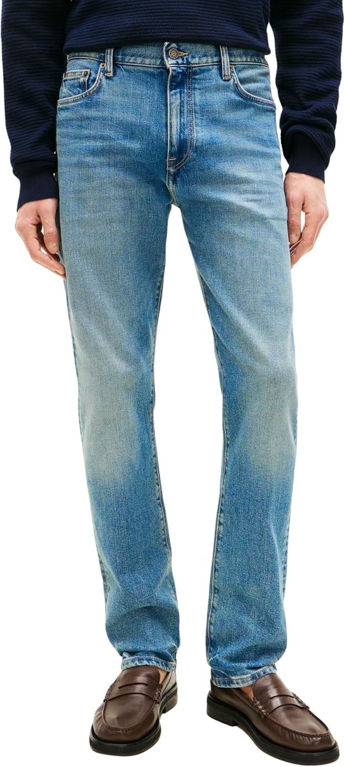 Detalle de Tommy Hilfiger Slim Straight Denton Kai Blue Mw0mw42318 – Jean homme droit, coupe Slim Straight