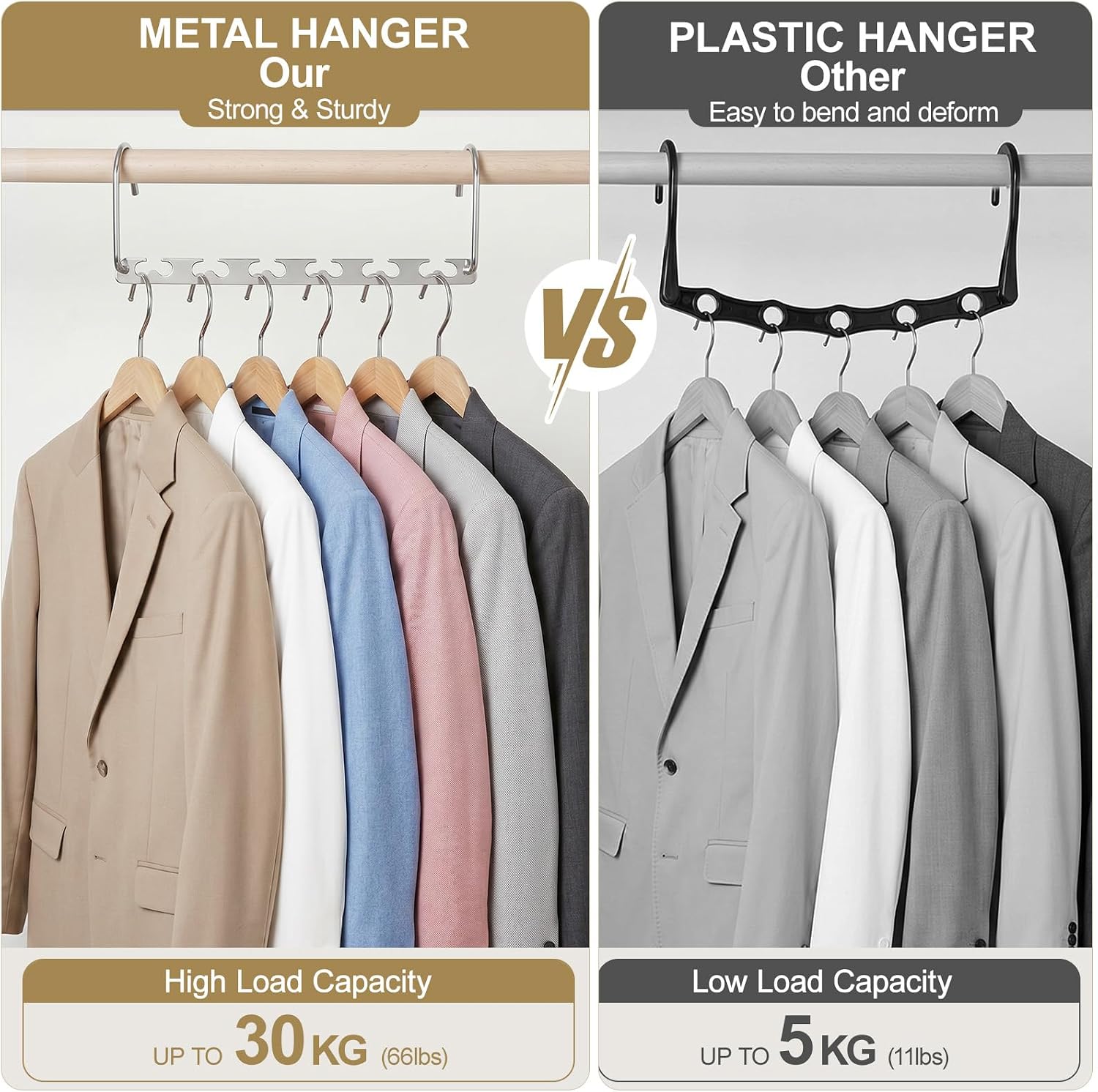 Thumbnail 1 de HOUSE DAY Space Saving Magic Hangers Pack of 20 – Durable Metal Hanger Organisers for Compact Closets