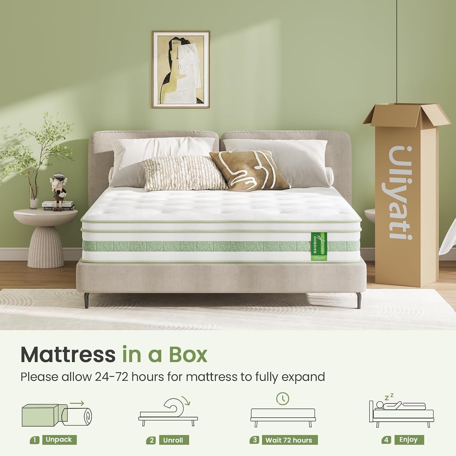 Thumbnail 6 de Uliyati Double 4FT6 10 Inch Gel Memory Foam Pocket Sprung Hybrid Mattress (7-Zone) – Medium Firm