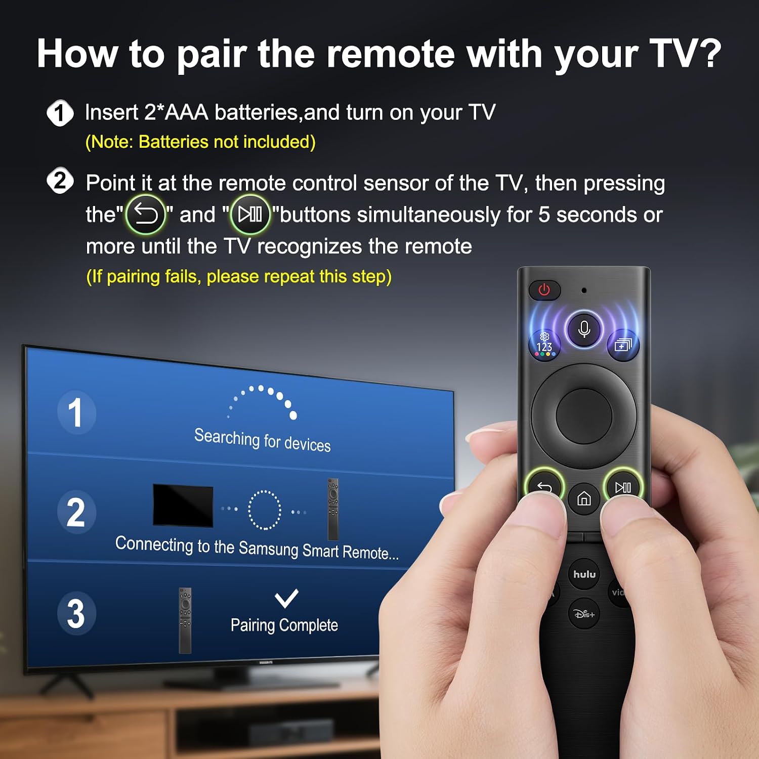 Detalle de Angrox Voice Remote for Samsung TVs (2019–2024) – Universal Replacement with Voice Control