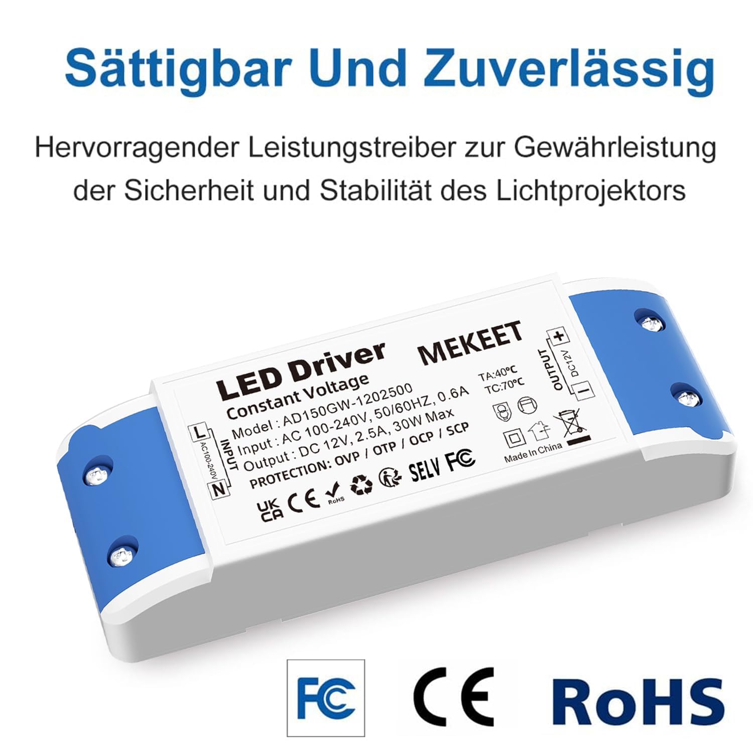 Thumbnail 4 de LED Transformer 30W 12V LED Driver Adapter (AC 240V to DC) – 30W, 2.5A, Non-Dimmable for UK/Europe