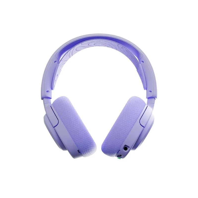 Detalle de SteelSeries Arctis Nova 3X: auriculares inalámbricos lavanda con sonido 360° y cancelación de ruido
