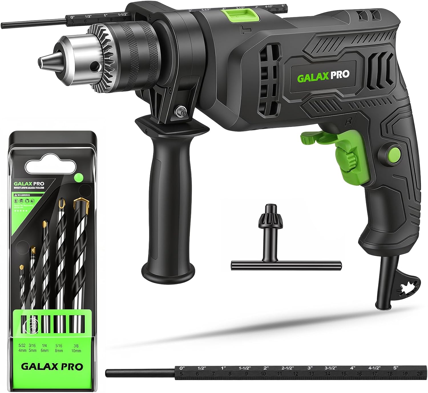 Detalle de GALAX PRO 57325 Corded Hammer Drill, 4.5 A, 1/2-Inch Metal Chuck