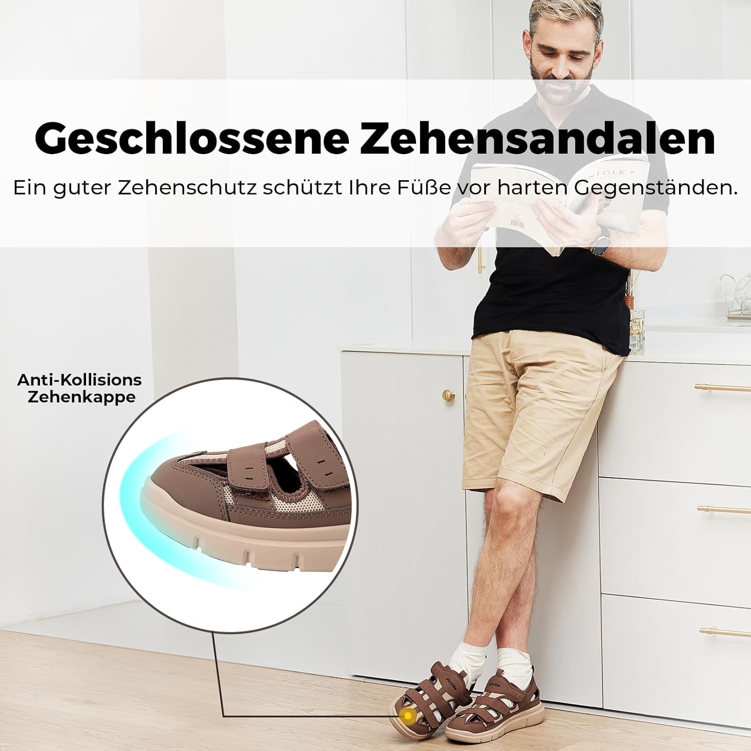 Thumbnail 3 de FitVille Diabetiker Sandalen Herren Extra Weit – Orthopädische Sandalen mit Klettverschluss