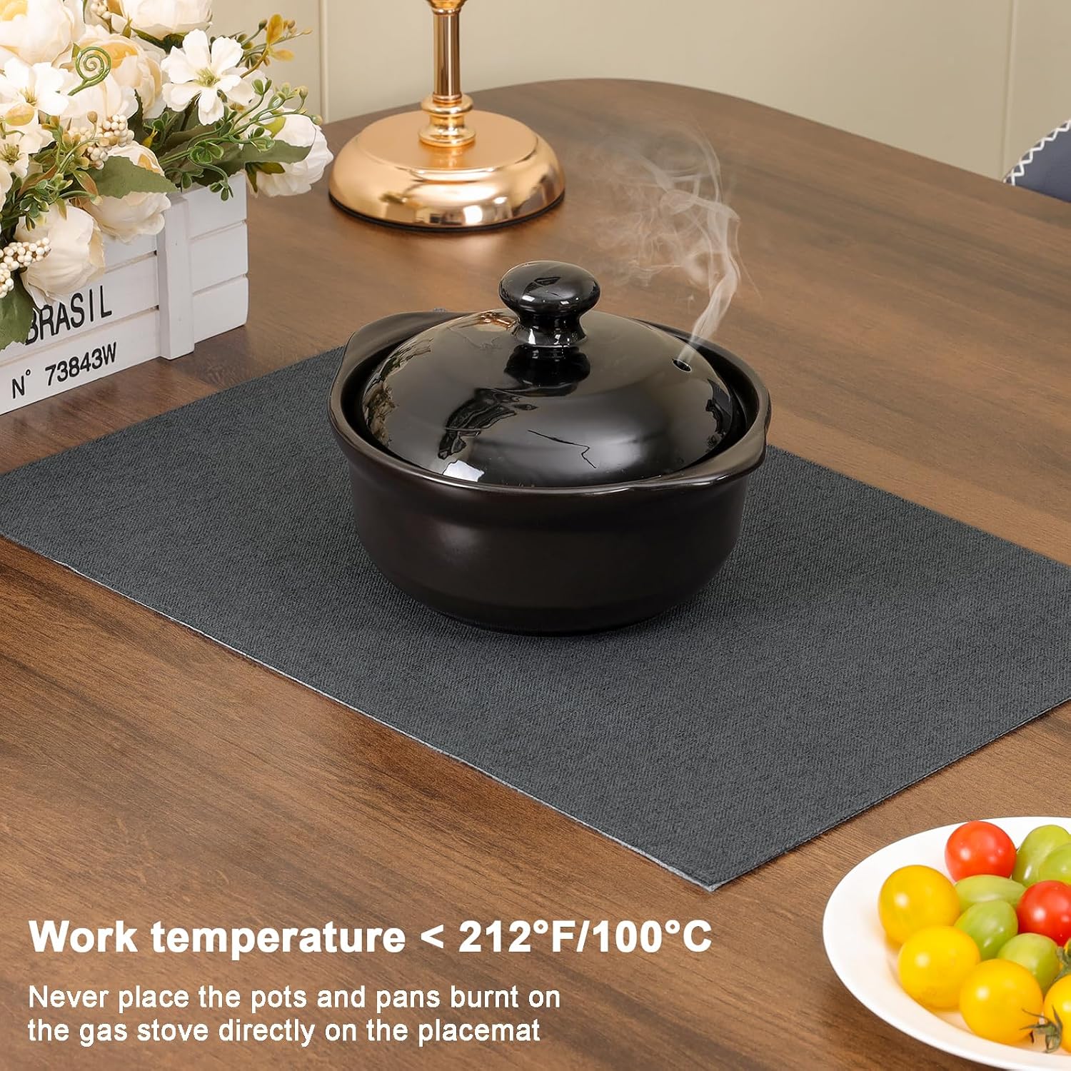 Detalle de Banchif Platzsets Leinenimitat 4er-Set, 30x45 cm, Grau-Salbeigrün – Waschbar und doppelseitig nutzbar