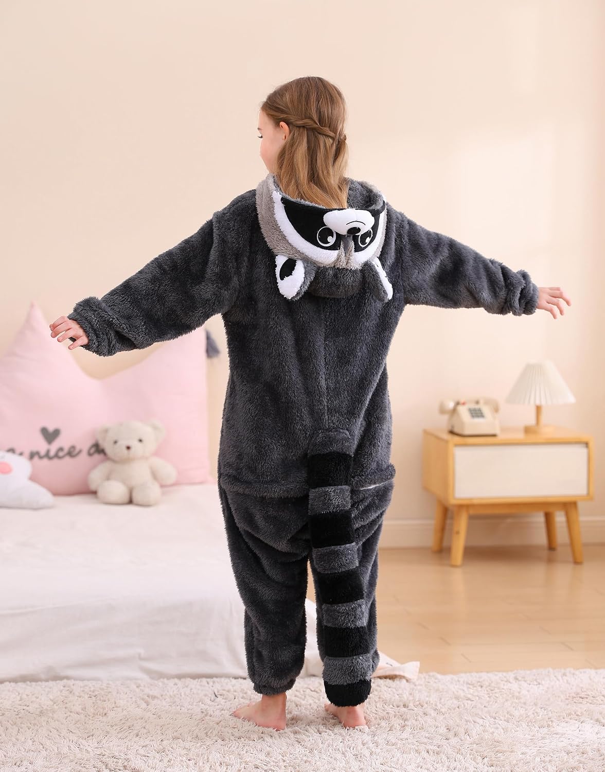 Detalle de CuteOn Kids' Animal Onesie Pajamas with Hood, Ears and Tail