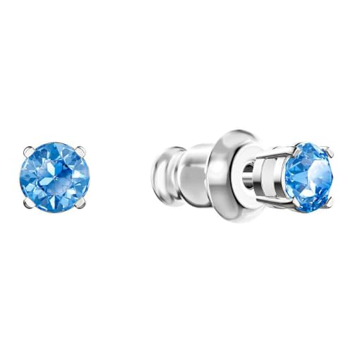 Detalle de Swarovski Set Una Round Blu Placcato rodio – Orecchini a lobo e collana
