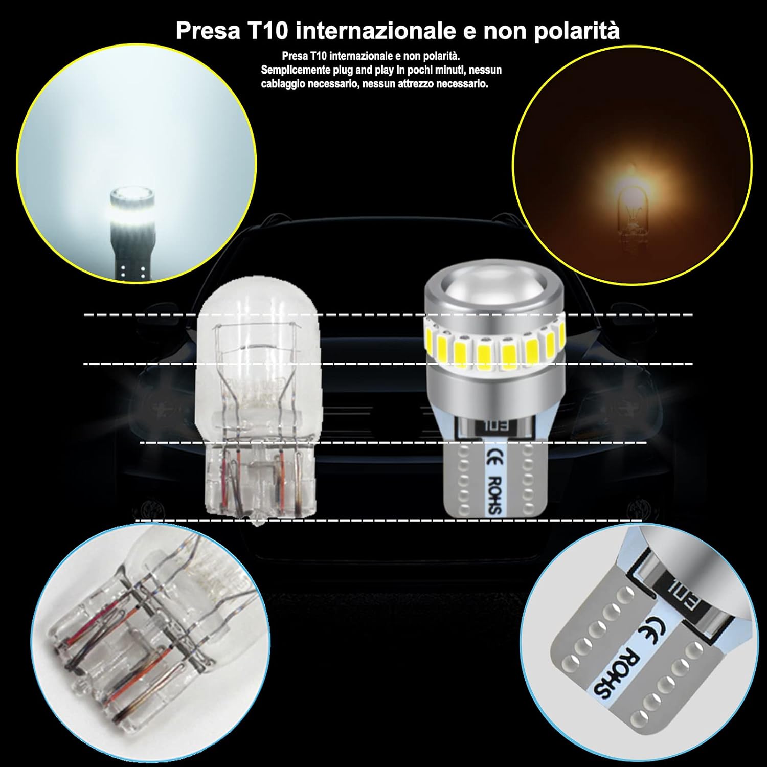 Detalle de XELORD W5W T10 LED - Ampoules 6000K pour l’éclairage intérieur (Pack de 2)