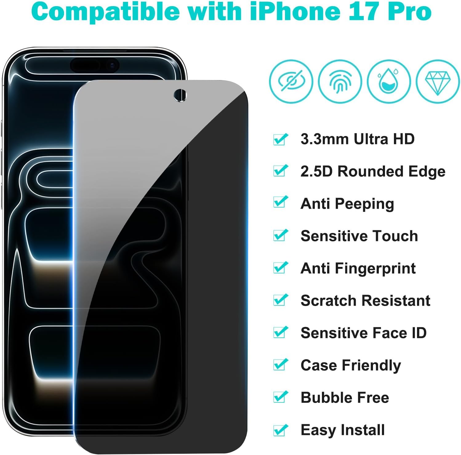 Detalle 2 de pehael 17 Pro Privacy Screen 6.3 inch