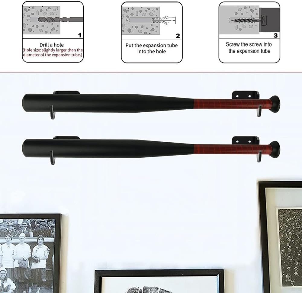 Detalle 2 de 2 Pair Baseball Bat Wall Mount – Acrylic Horizontal Display Rack with Hidden Screws