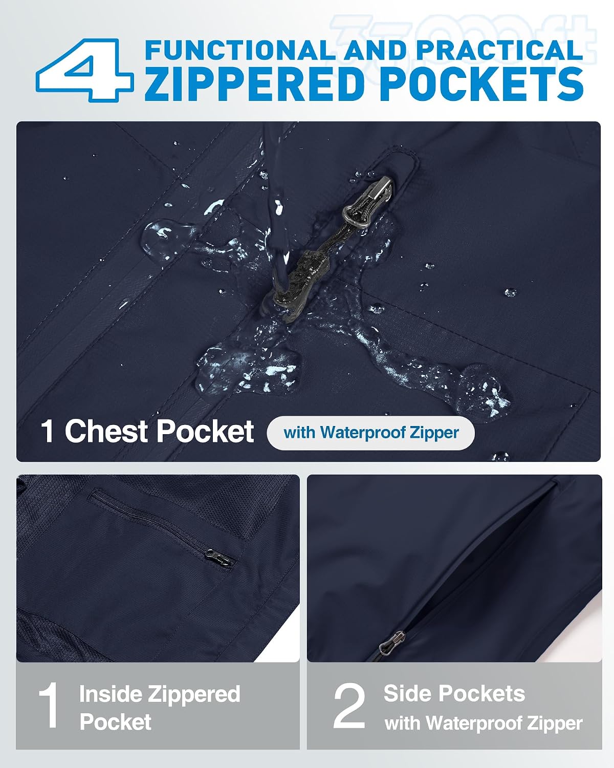 Detalle de 33,000ft Damen Regenjacke wasserdicht, atmungsaktiv mit Kapuze – leichter Windbreaker für Outdoor, Trekking & Fahrrad