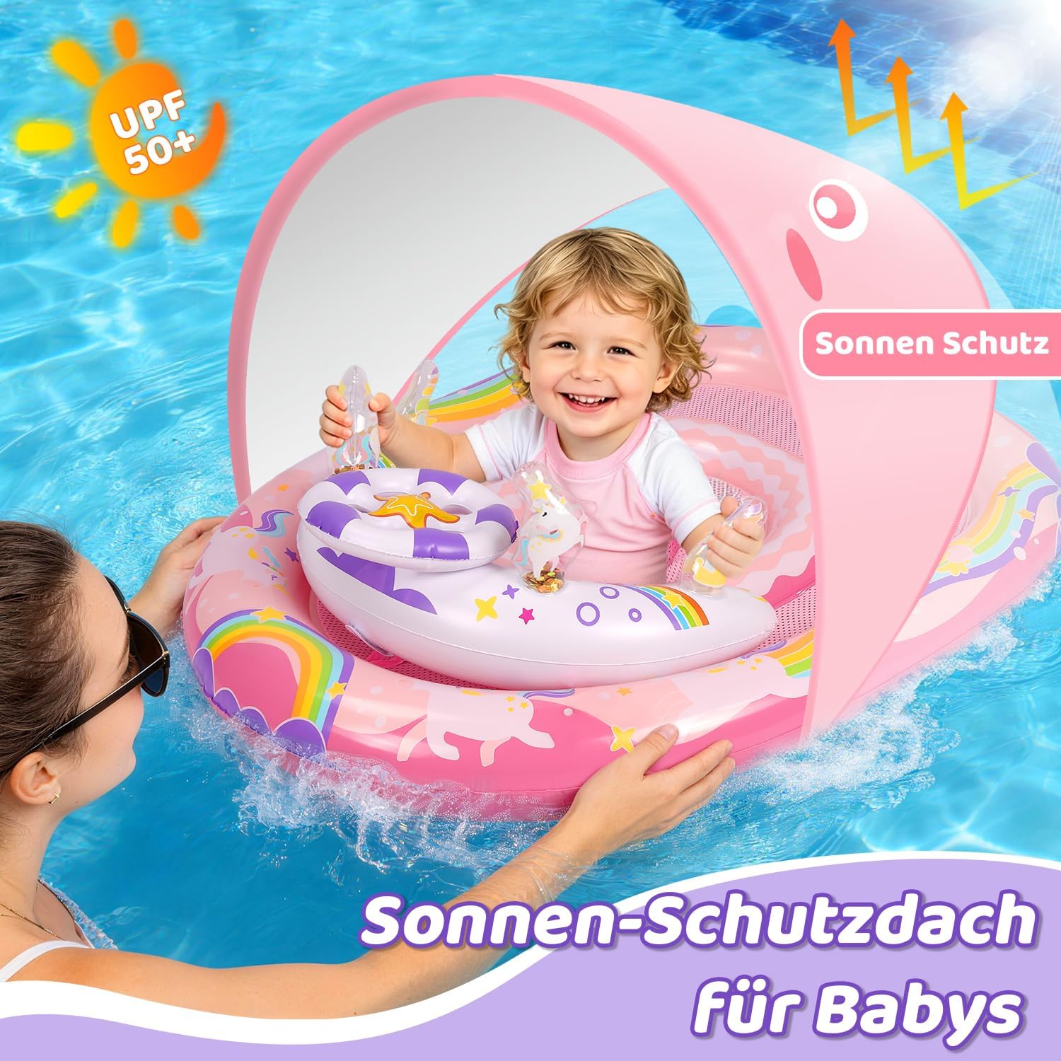 Thumbnail 6 de ACELIFE Baby Pool Float with Canopy UPF50+ for 6–36 Months