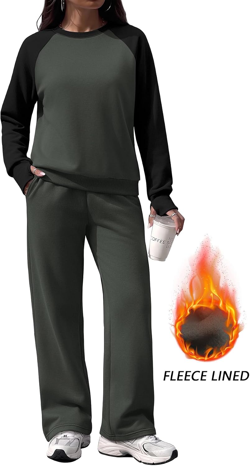 Detalle de OFEEFAN Women's Lounge Set, Fleece-Lined