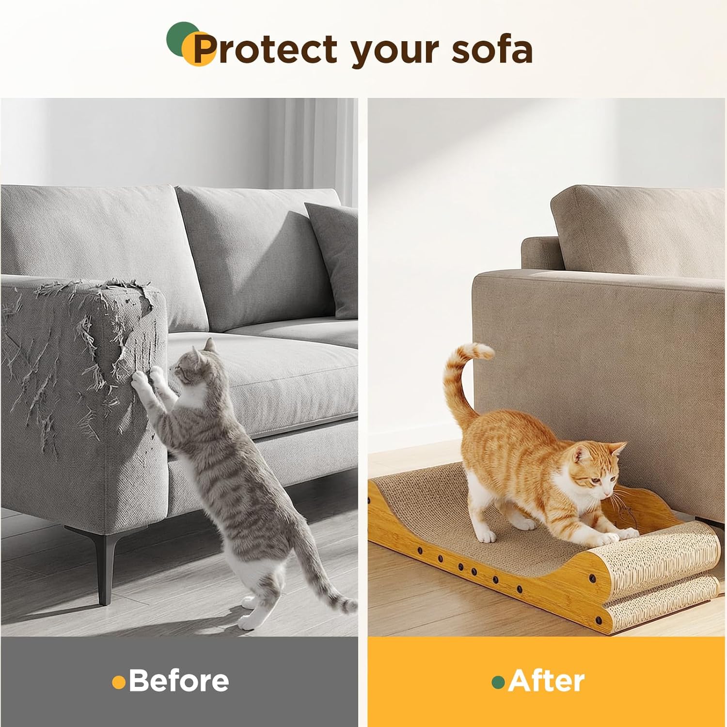 Detalle de Gimars Griffoir pour Chat XXL 78 cm – Tapis à Griffer design canapé et meuble protecteur