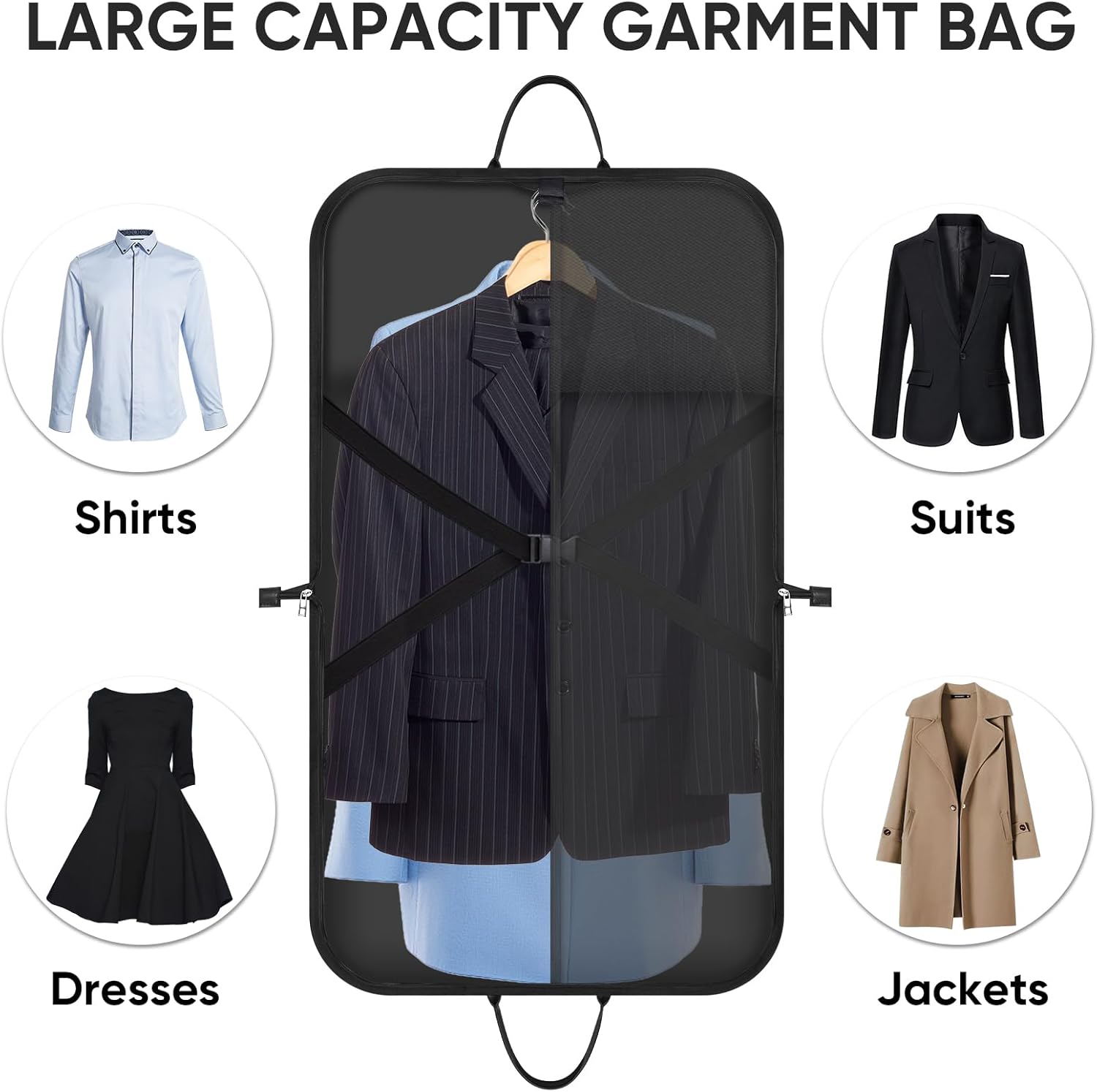 Thumbnail 4 de BALEINE 42'' Travel Garment Bag for Men (Water-Resistant, Foldable Suit Bag)