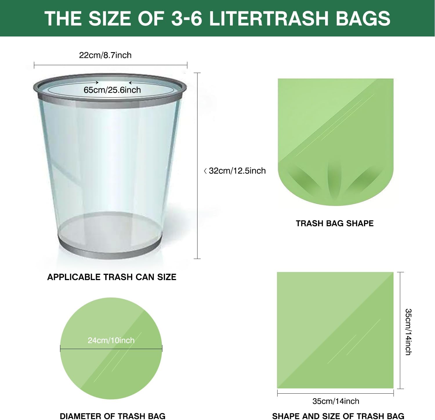 Detalle de YAWAHOME Food Caddy Bags (120 counts) – 6L small recycling food waste bin liner for kitchen and home