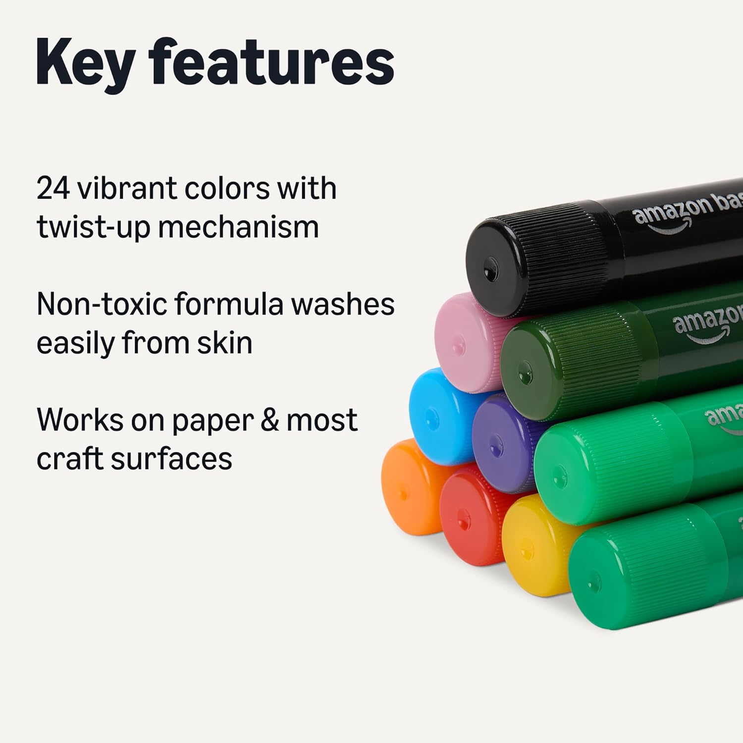 Detalle 2 de Amazon Basics Tempera Paint Sticks for Kids and Students, 24-Color Washable Set