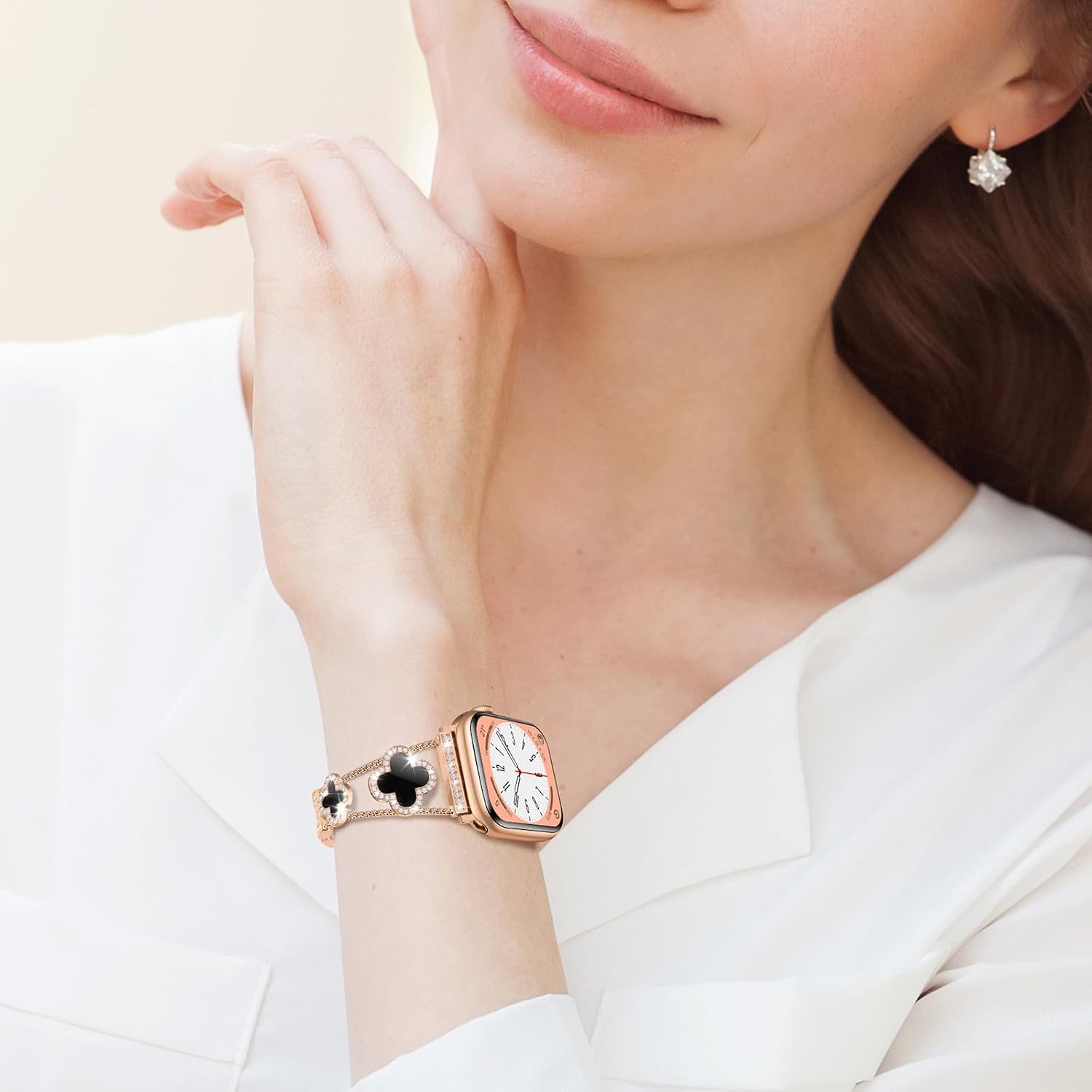 Thumbnail 6 de Tasikar Bling Diamond Women Straps for Apple Watch 42–49mm (Rose Gold/Black)
