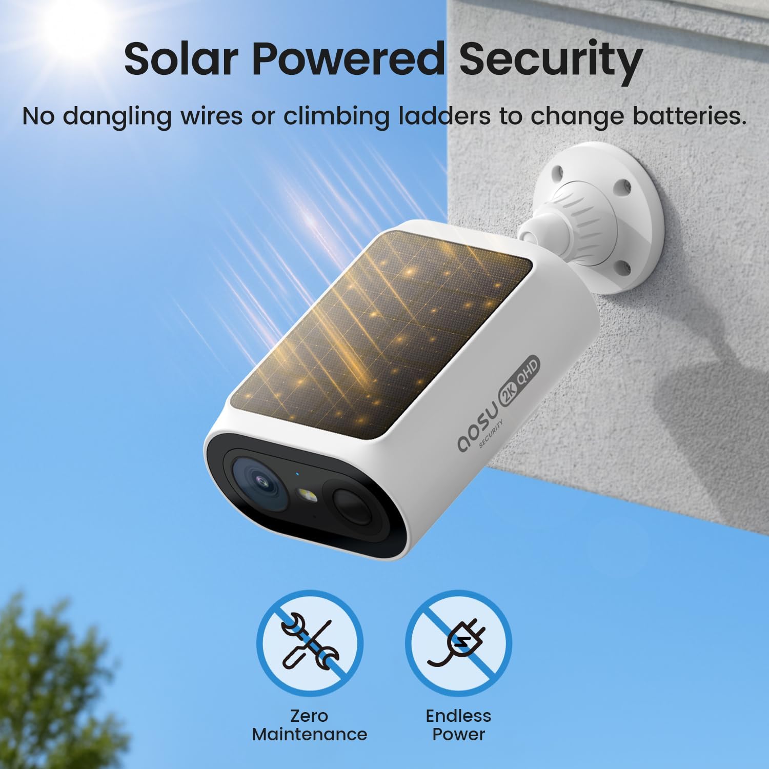 Thumbnail 5 de aosu Solar Security Cameras Wireless Outdoor 2K Color Night Vision 4-Cam Kit with Local Storage (No Subscription)