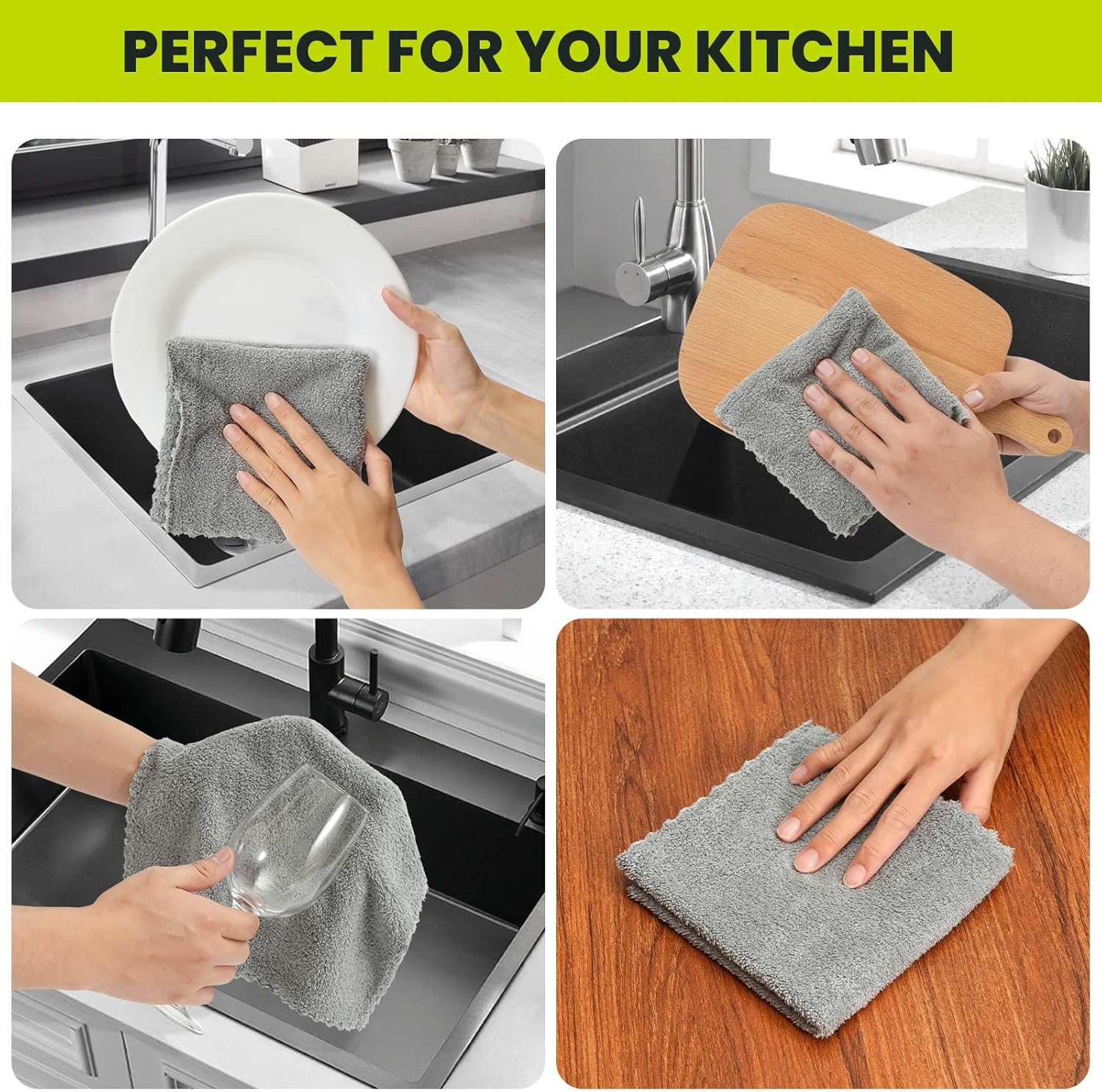 Thumbnail 3 de Neessno 12 Pack Cleaning Cloths: Ultra Soft, Ultra Absorbent Microfiber Rags