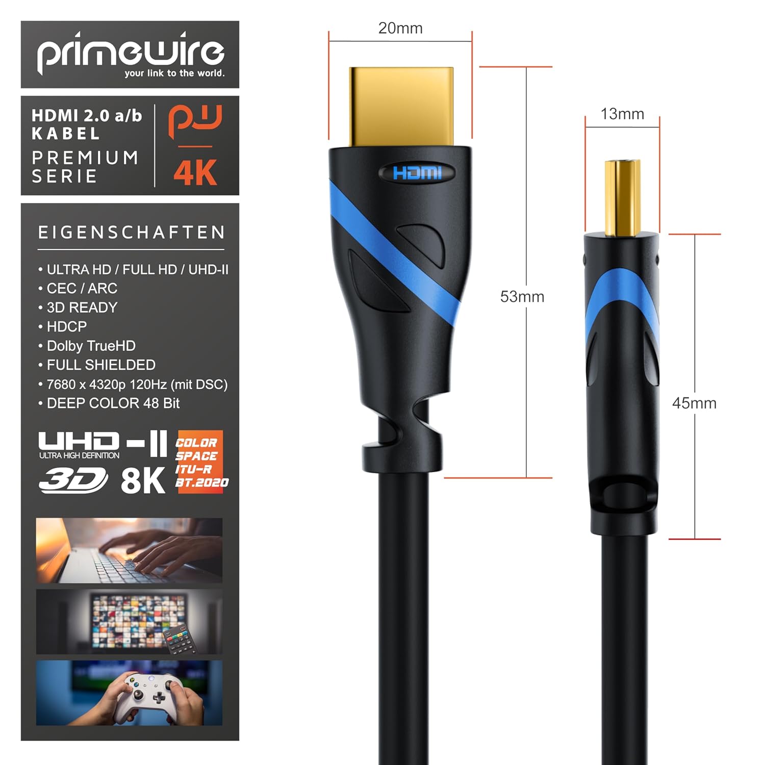 Thumbnail 1 de CSL Ultra HD 4K HDMI-Kabel 10 m (5er-Pack) – HDMI 2.0b, 18 Gbit/s, HDR, eARC, VRR