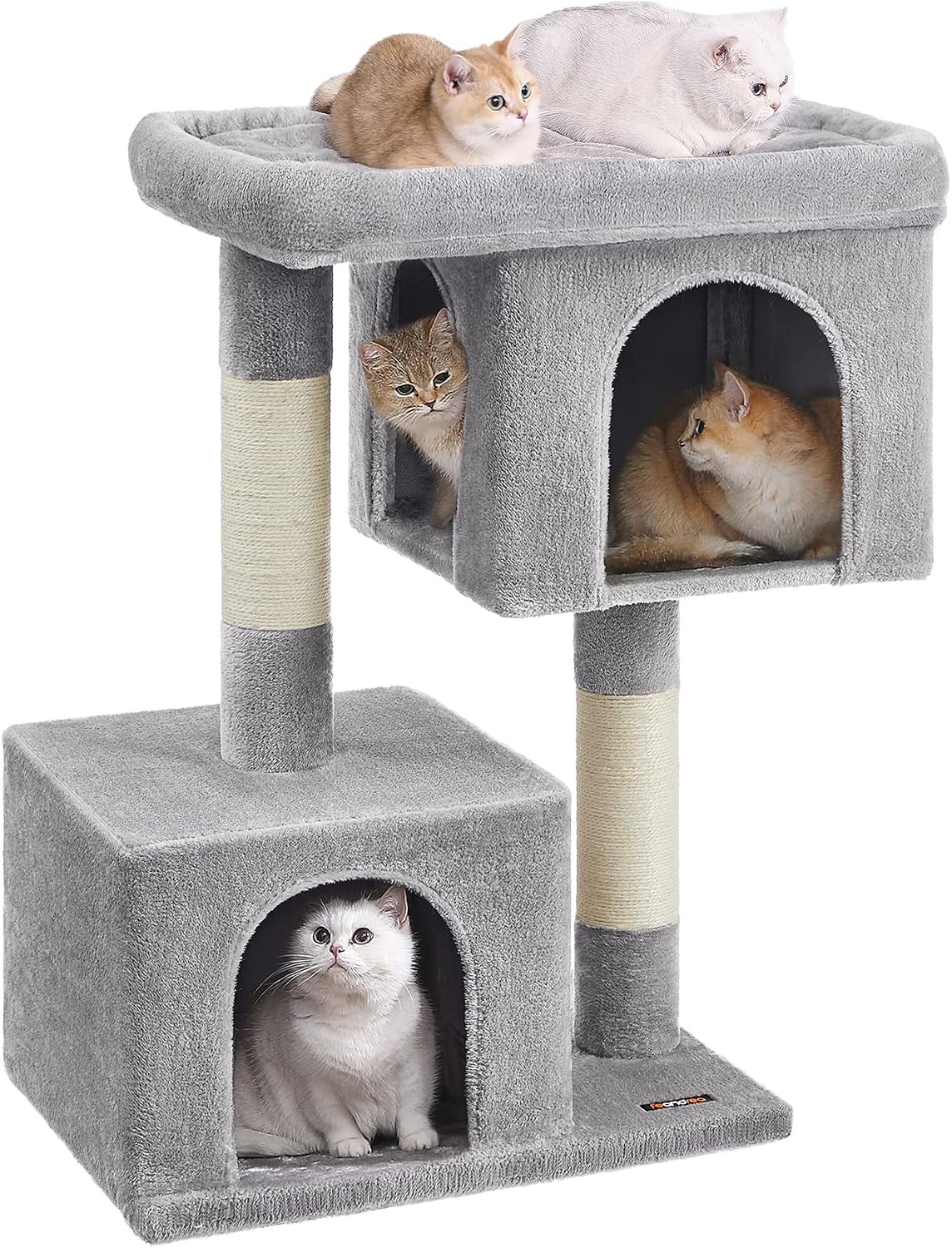 Detalle de Feandrea UPCT614W01 Cat Tree, 40.6-Inch Tower with Sisal Posts and Two Caves