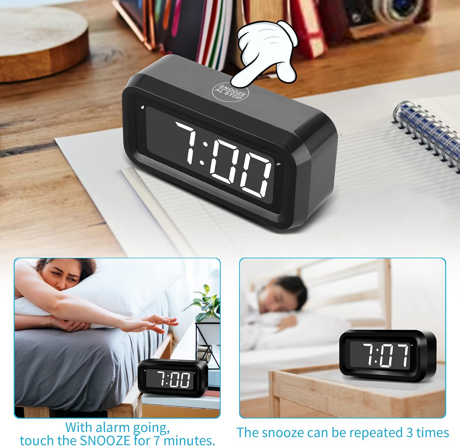 Thumbnail 2 de KWANWA Alarm Clock Digital Clock