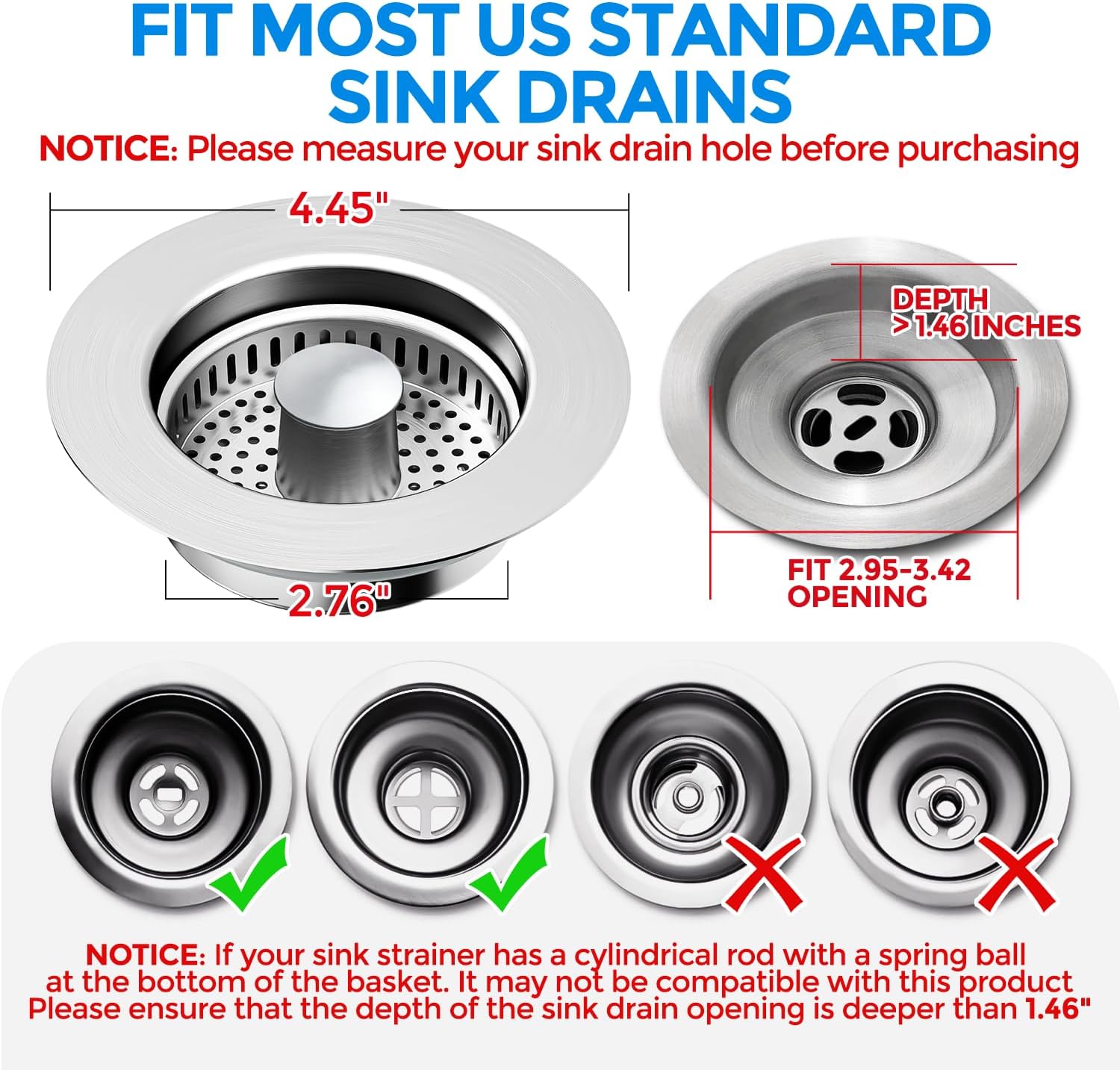 Detalle 2 de ZAA CA-Kitchen Drain Strainer-steel 3-in-1 Sink Stopper and Strainer