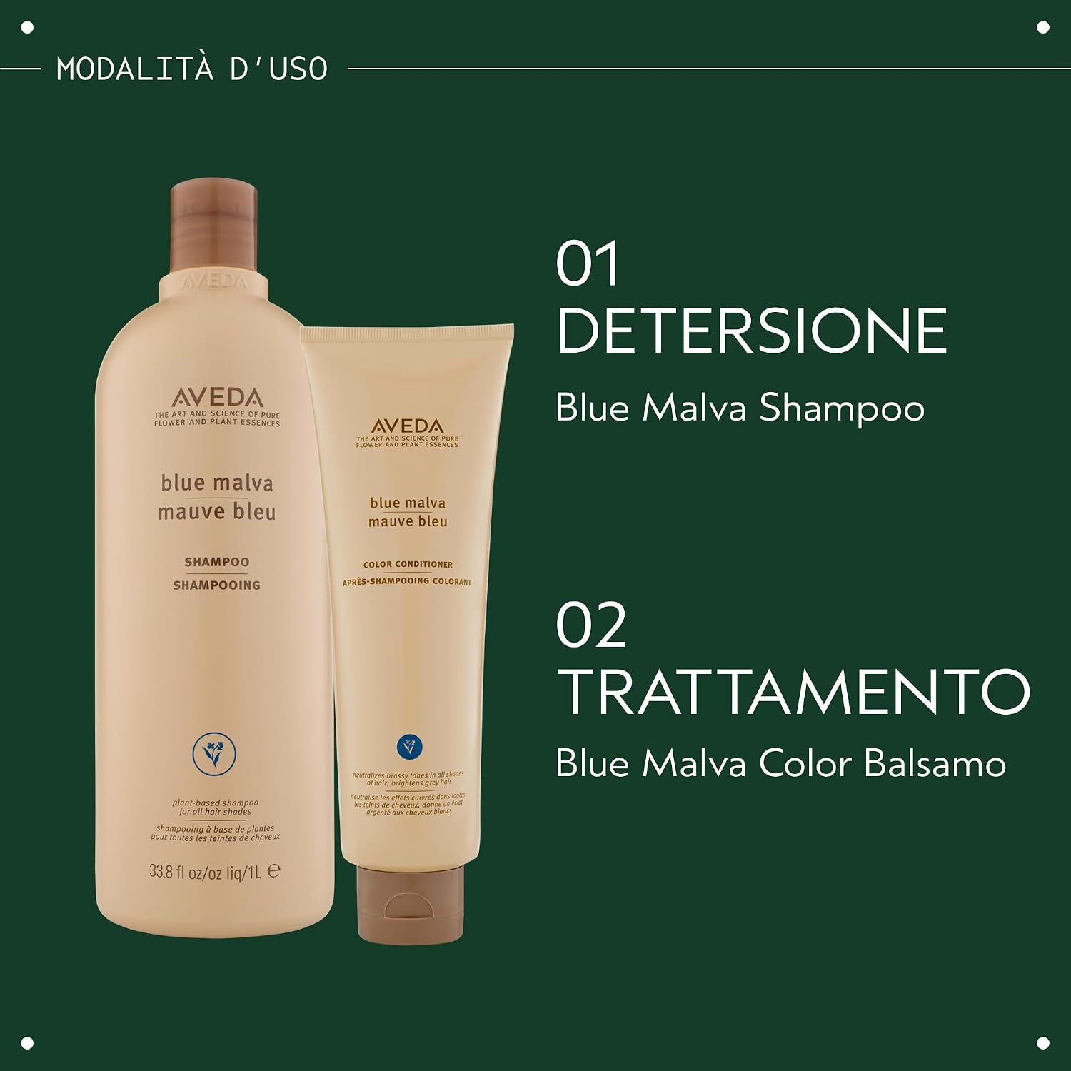 Detalle de Aveda Blue Malva Shampoo – Shampoo viola anti-riflessi per capelli grigi e biondi (1000 ml)