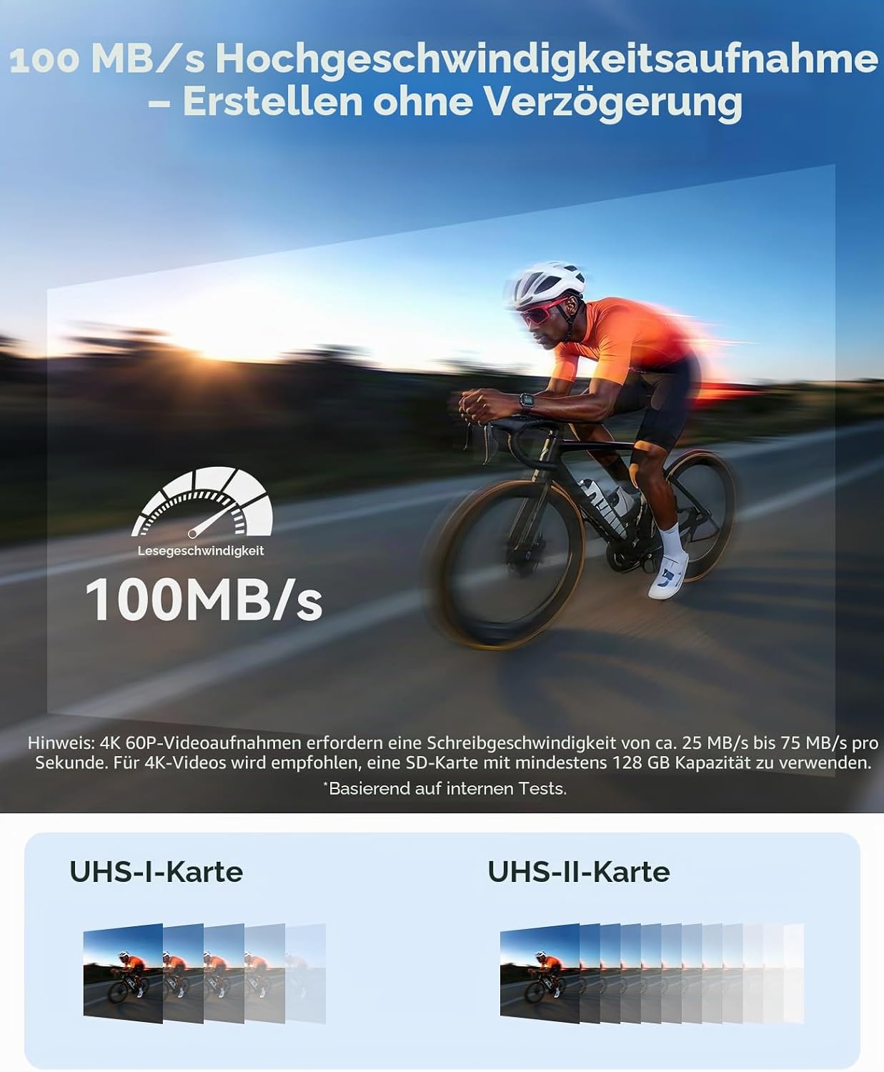 Detalle 2 de ORICO SD Karte 256GB UHS-I, C10, U3, V30 – robuste SDXC Speicherkarte für DSLR und spiegellose Kameras