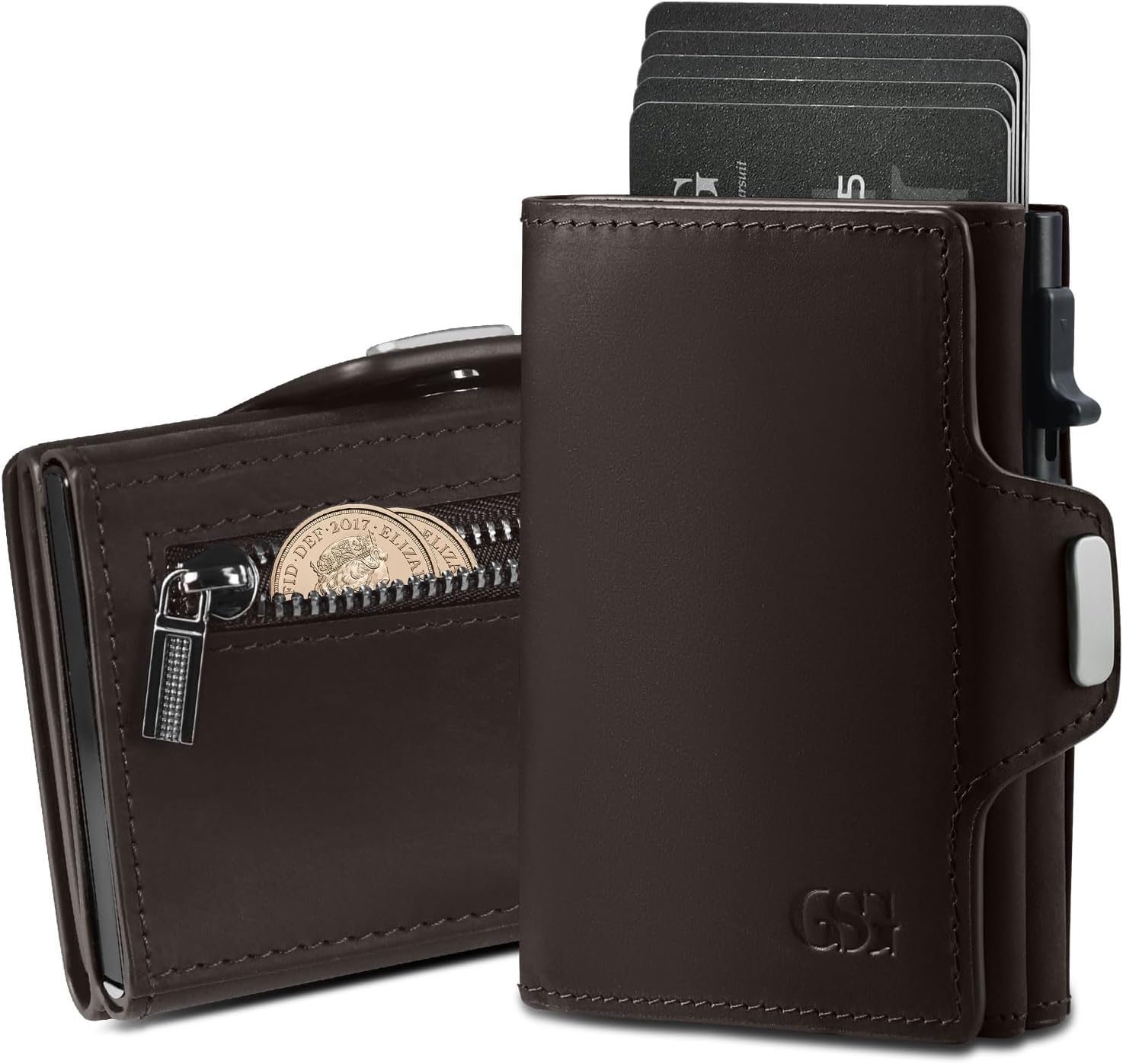 Detalle de GSG SINCE 1998 Leather Wallet with RFID Blocking Pop Up Card Holder