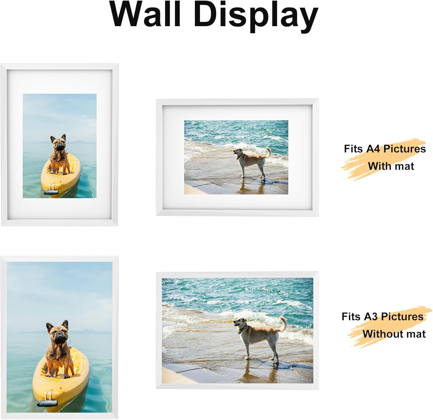 Thumbnail 3 de A3 Picture Frame: Wooden White Frame for 42 x 29.7 cm with A4 Mount