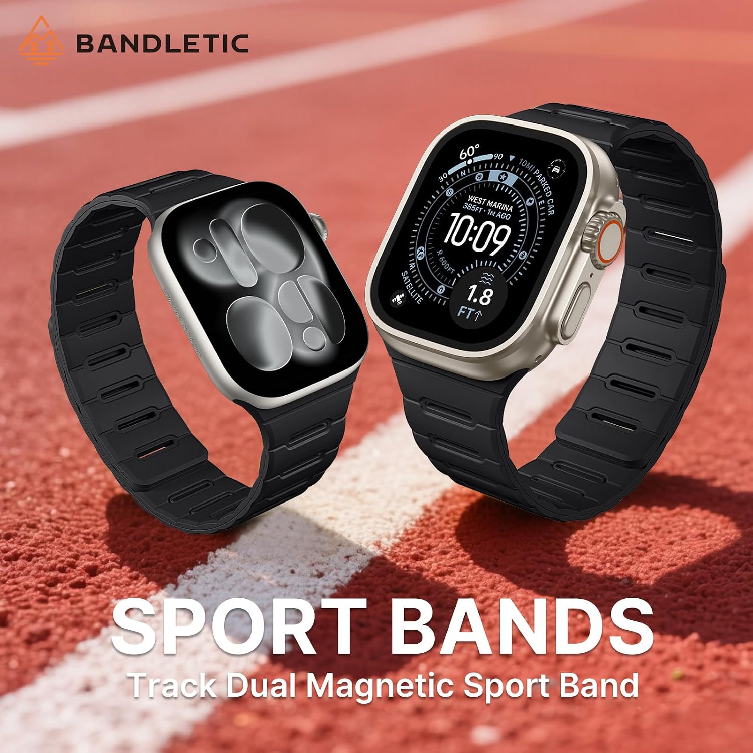 Detalle de Bandletic Double Sided Reversible Strap for Apple Watch (49–42mm) – Magnetic Silicone Sport Band