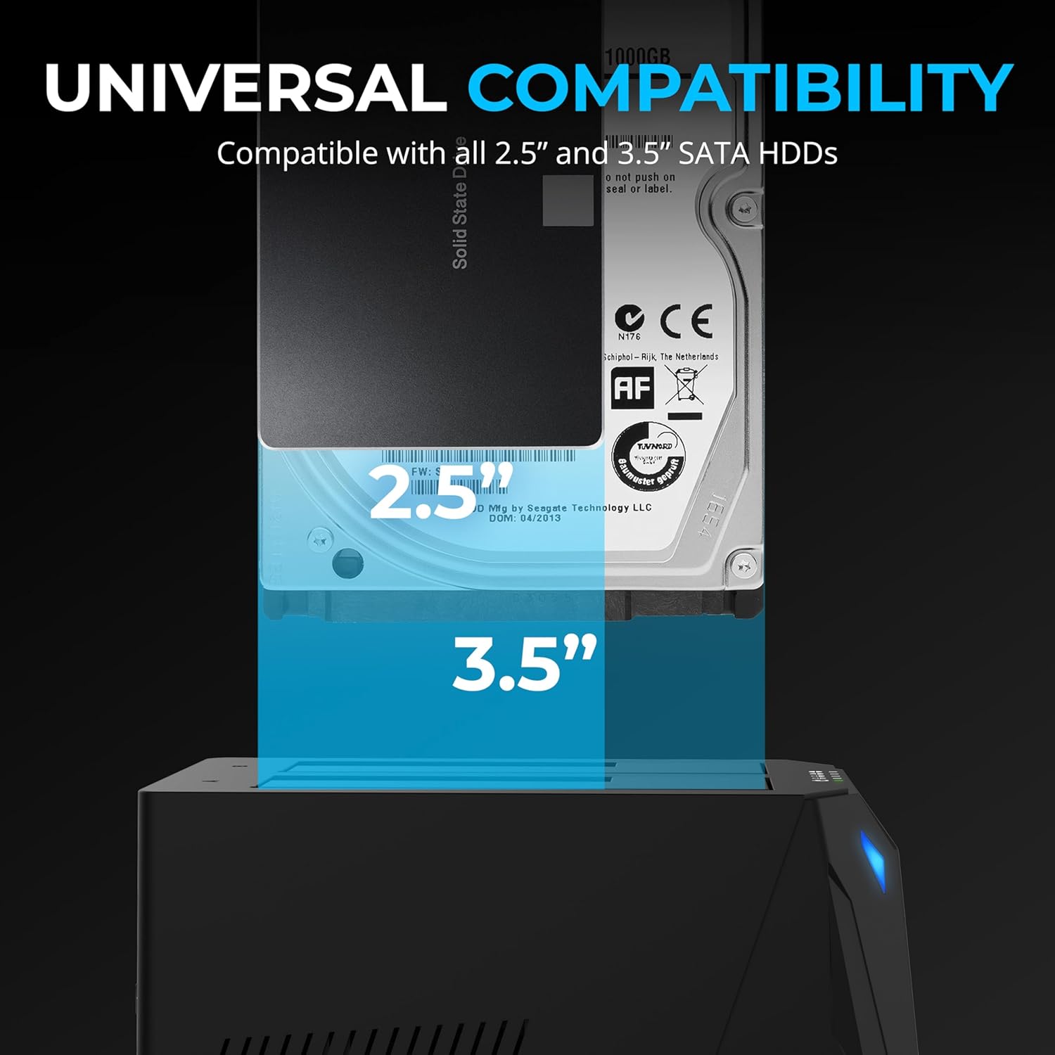 Detalle 2 de Sabrent Dual HDD Docking Station EC-HD2B