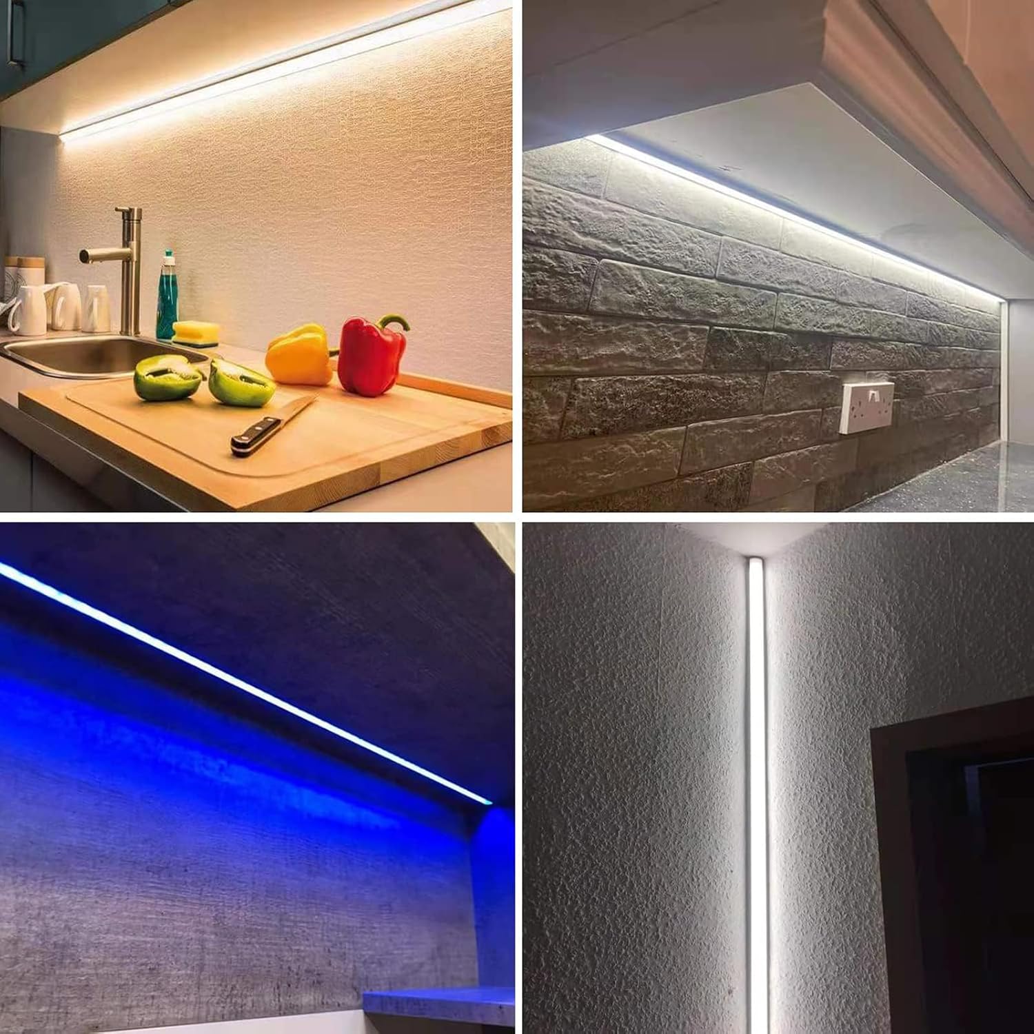 Detalle 2 de VEANANO U-Shape aluminium LED channel kit (12-pack, 1m each) with milky diffuser cover, end caps and mounting clips