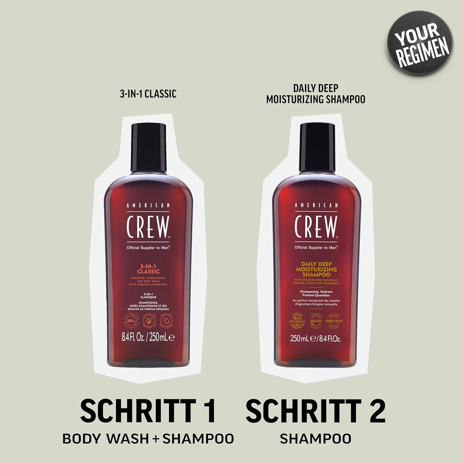 Thumbnail 5 de AMERICAN CREW Daily Deep Moisture Shampoo (250 ml) – Pflegeshampoo ohne Silikone mit Citrus & Minze