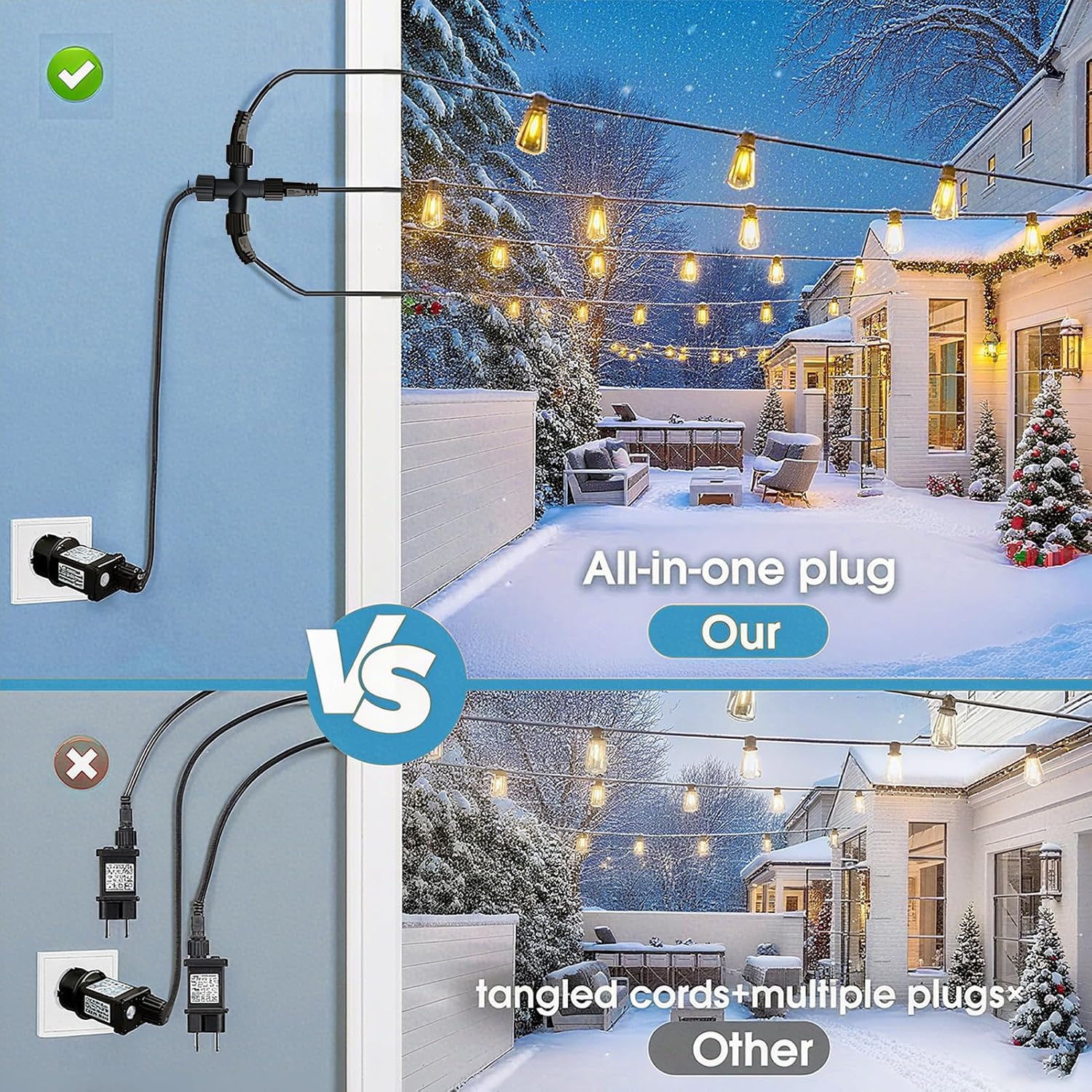 Thumbnail 1 de Joycome 2 Pack 1-to-3 Christmas light splitter 🎄