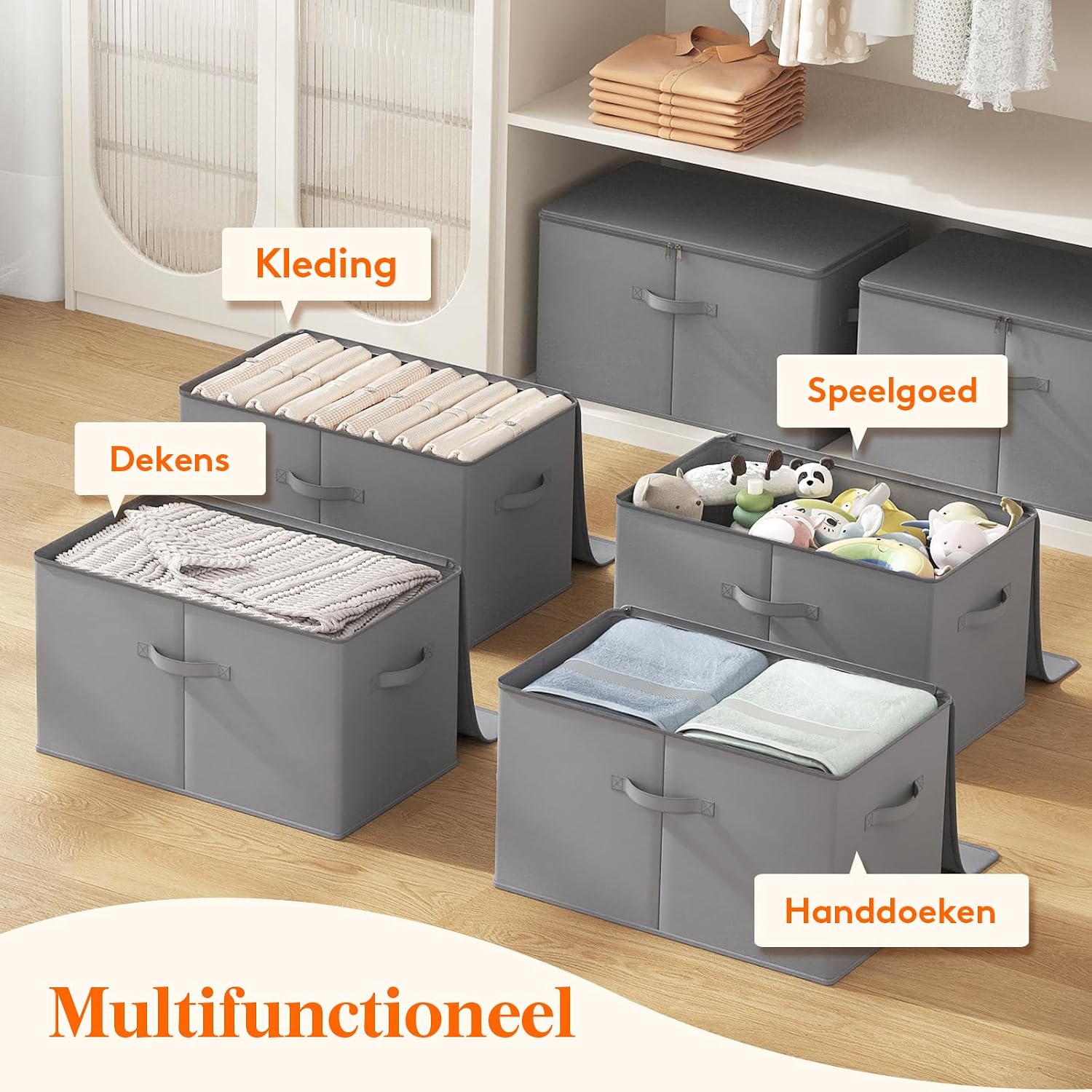Thumbnail 5 de Lifewit 24300 stoffen opbergdozen, set van 6, 56 × 33 × 32 cm met rits