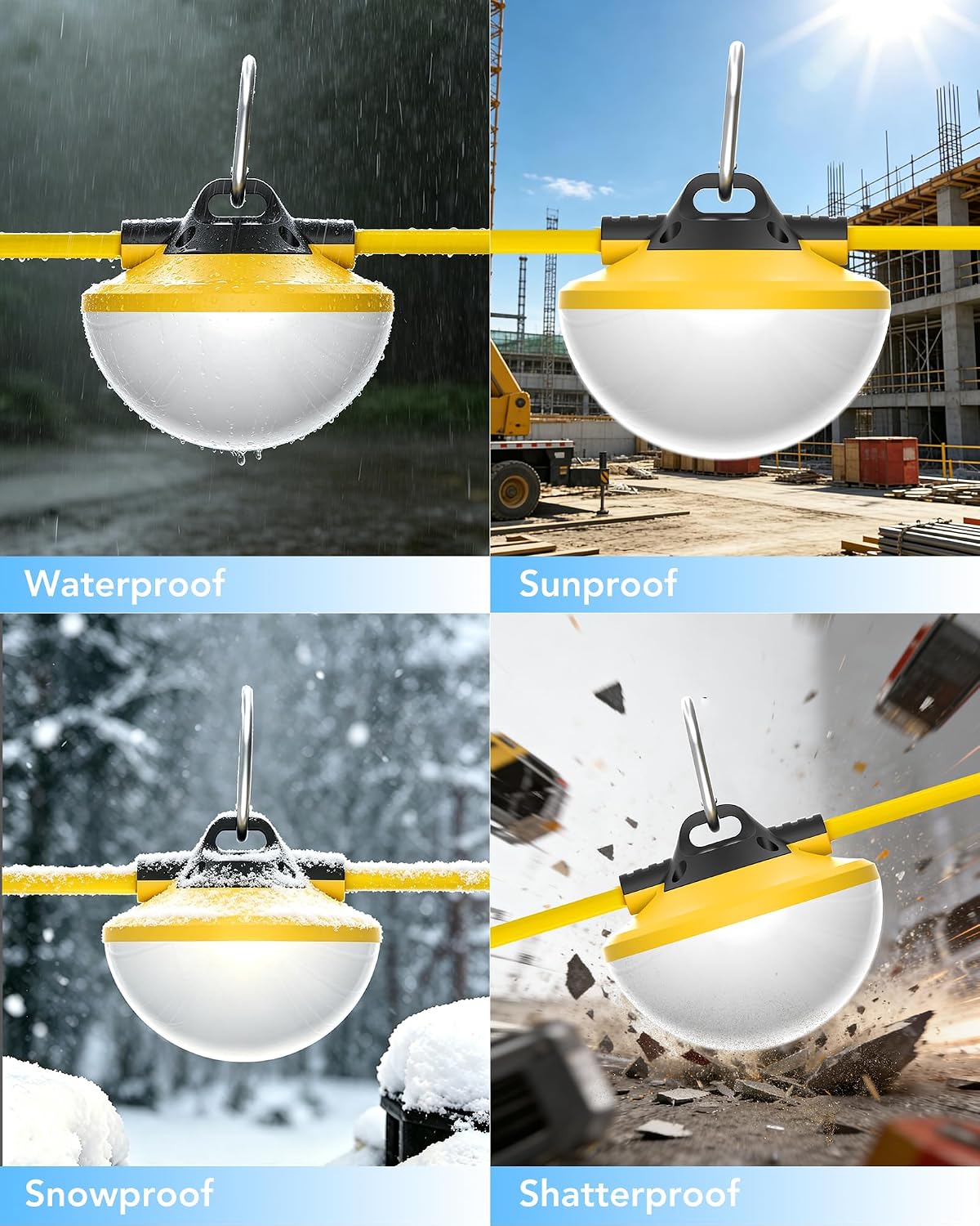 Detalle de G GJIA L2517100 LED Construction String Lights, 100 ft, 12,000 lm, IP65
