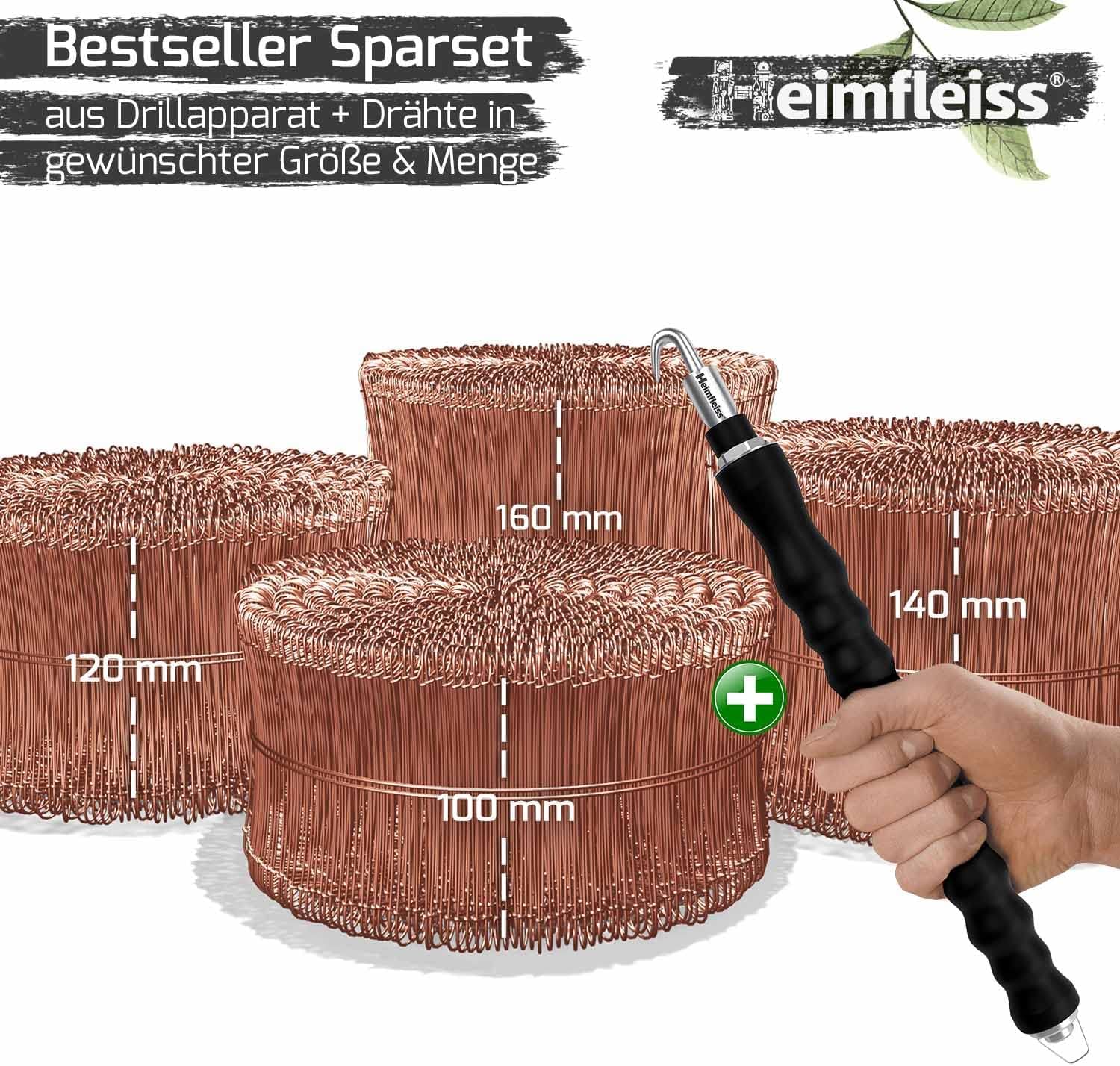 Thumbnail 1 de Heimfleiss Drillapparat Driller + verkupferter Rödel Draht 1,0 x 100-160 mm (250 Stk.) – hochwertiges Set