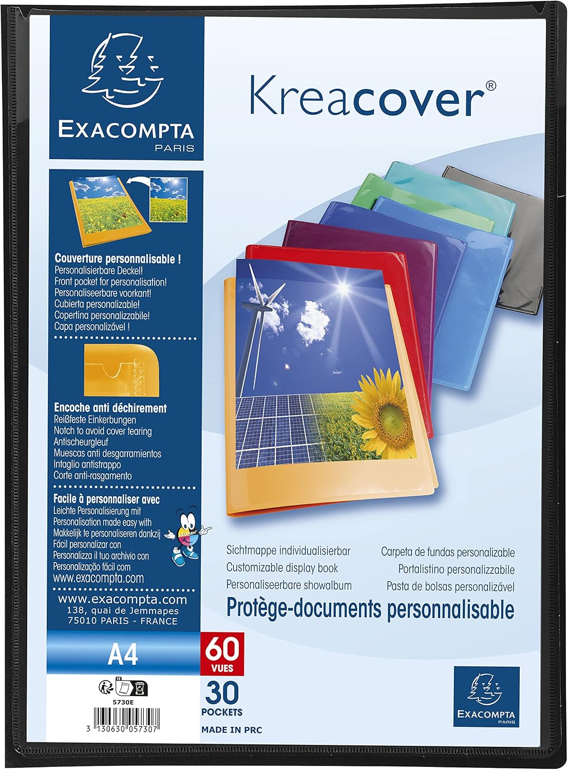 Thumbnail 2 de Exacompta Kreacover Chromaline 5730E – 30 pochettes A4, 60 vues, 24 x 32 cm, 8 couleurs aléatoires