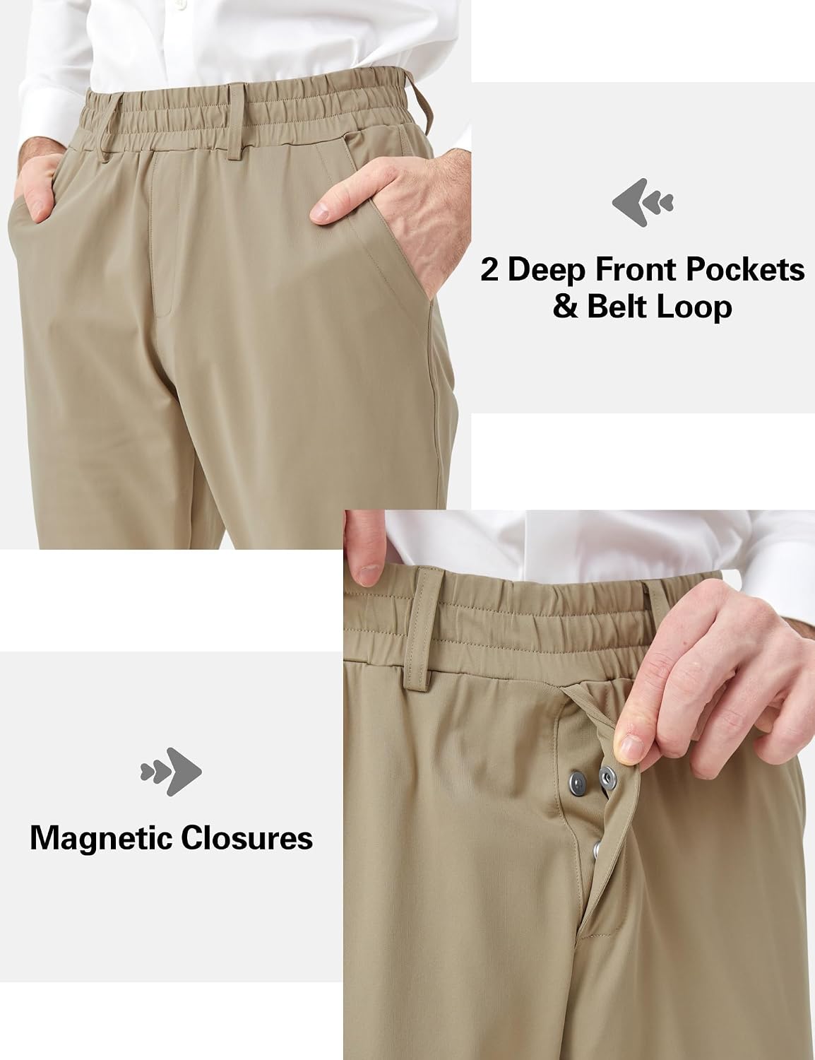 Detalle 1 de Men's Pull-On Dress Pants, 100% Polyester