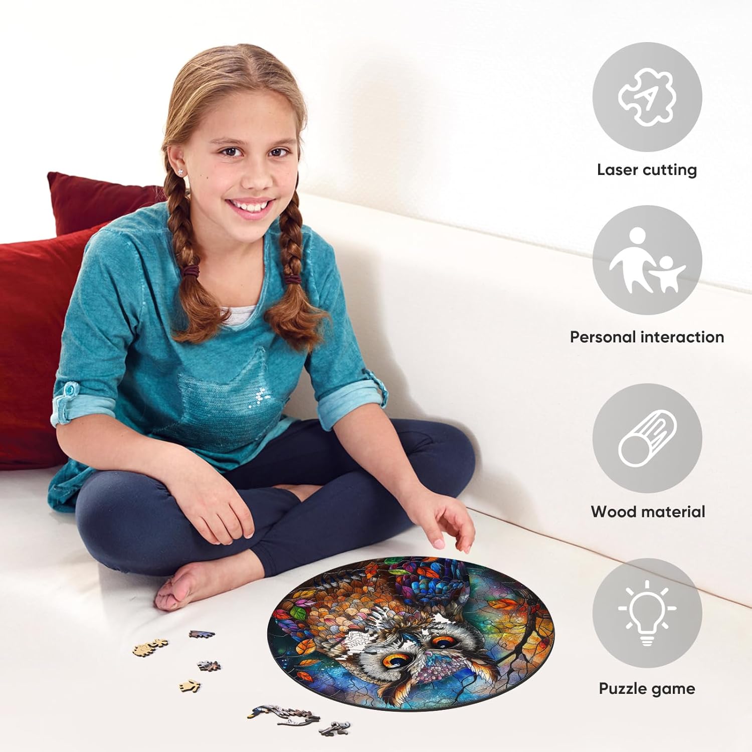 Detalle de Ruikiyart 200-Piece Wooden Owl Puzzles for Adults