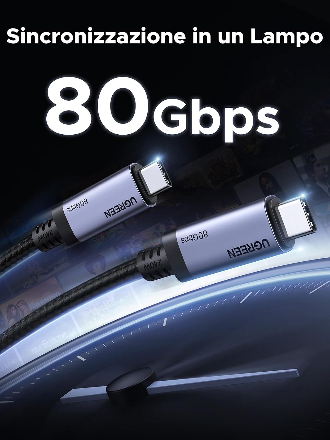Detalle 2 de UGREEN USB4 80 Gbps 1 m Cavo video