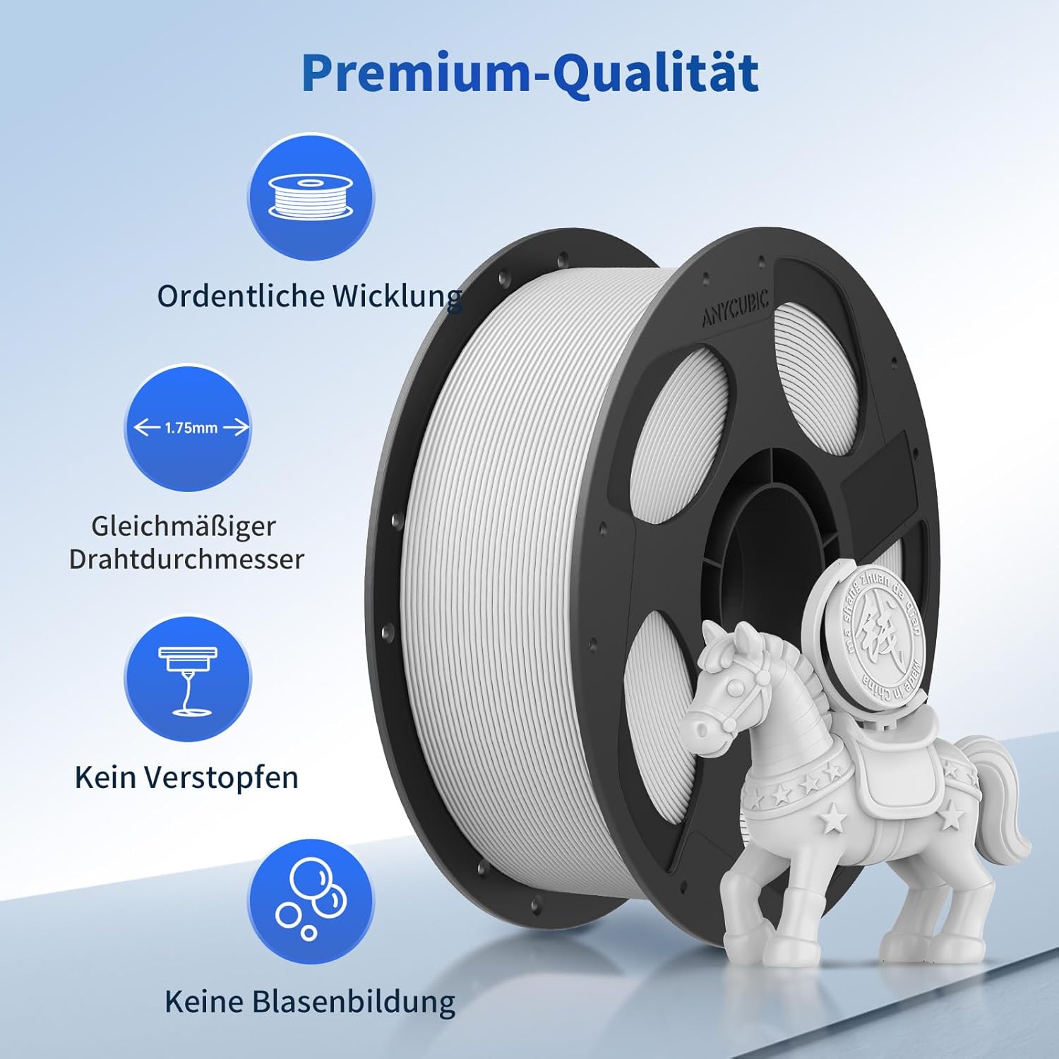 Thumbnail 2 de ANYCUBIC PLA Filament 1,75 mm Refill & Spool Kit (Vakuumverpackung) 1 kg Hellgrau mit intelligenter Identifikation