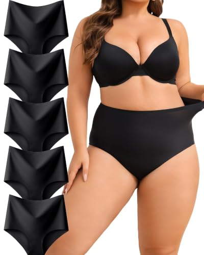 Detalle de ALL OF SHE Confezione da 5 Mutande da Donna a Vita Alta senza cuciture – XS-3XL