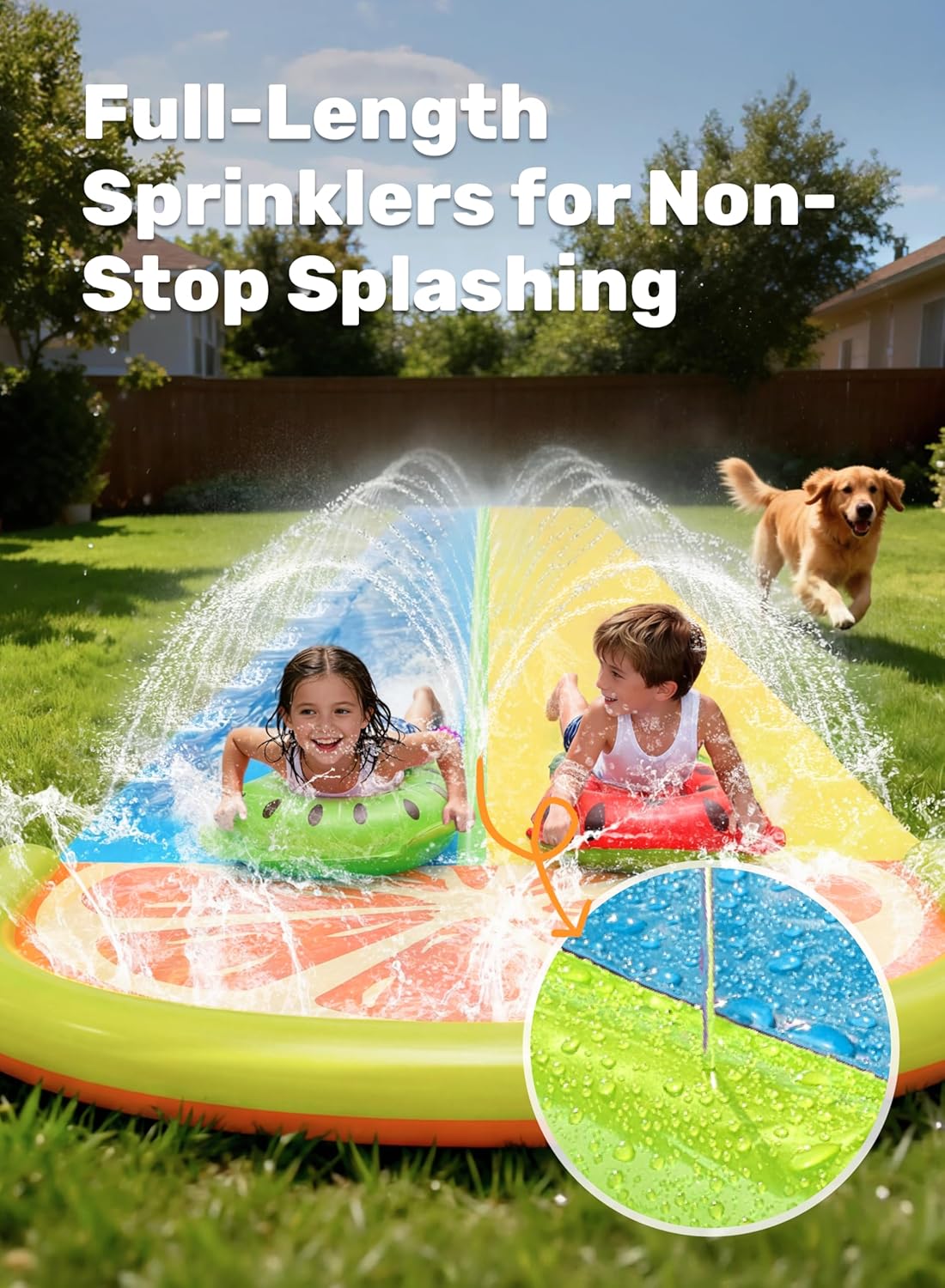 Detalle de SLOOSH Slip Slide 2-Personen-Wasserrutsche – großes Doppelbahn-Spiel im Garten