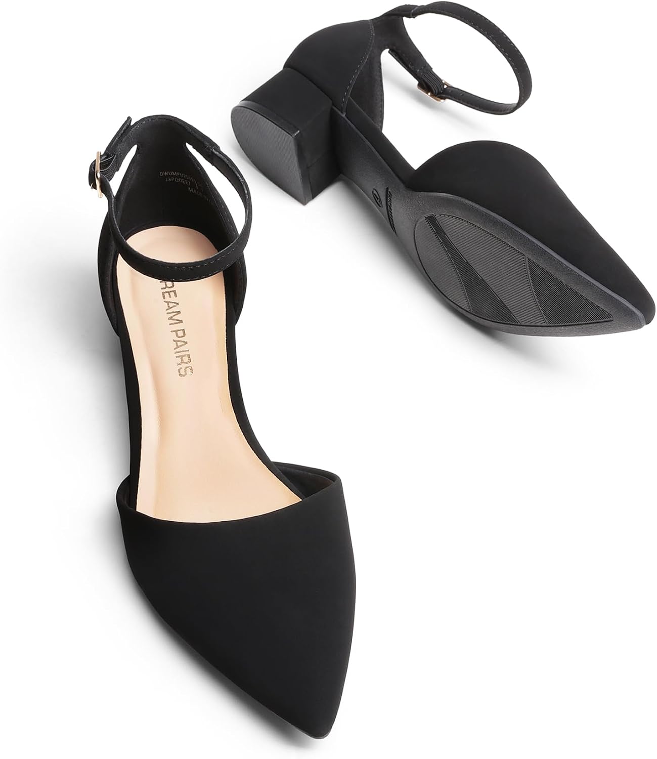 Detalle 2 de DREAM PAIRS Women's Pointed-Toe Dress Pumps, 1.38-Inch Block Heel and Ankle Strap