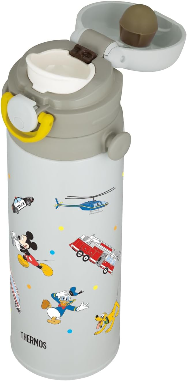 Detalle de サーモス JPF-500DS LGY キッズケータイマグ 500ml ミッキー柄・着脱ストラップ付き